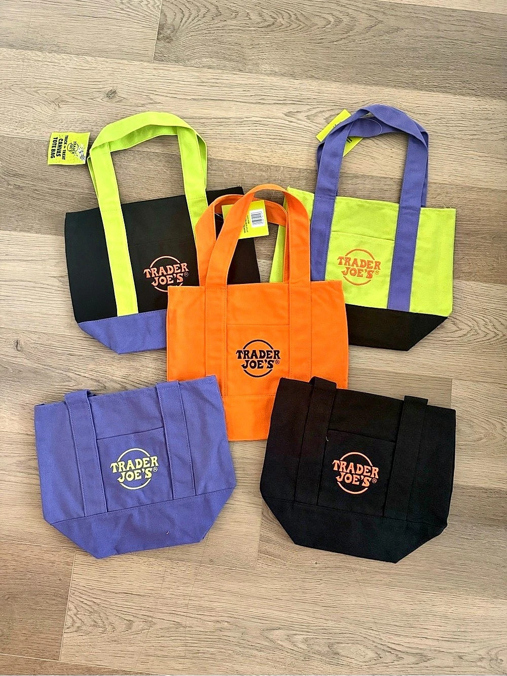 Trader Joe's Mini Canvas Tote Bag Set of 5 Halloween Edition